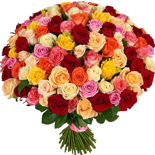 Букет из 101-ой разноцветной розы с доставкой по Бирску